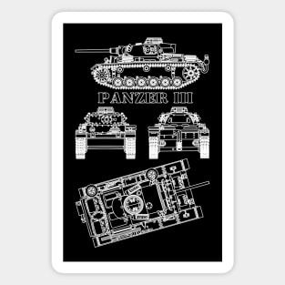 Panzer III 3 Tank German WW2 Medium Tanks Blueprints Diagram Gift Magnet